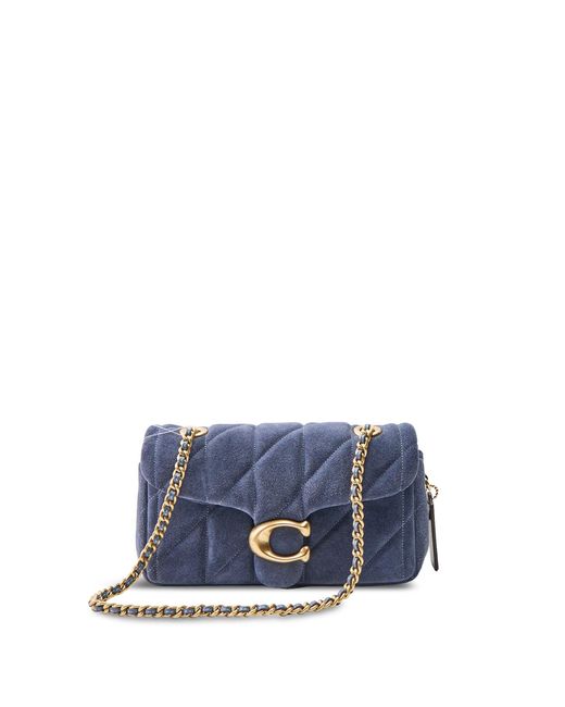 COACH Blue Quilted Suede Tabby 20 Shoulder Bag Light