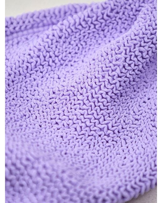 Hunza G Purple Square Neck Crinkle Swimsuit