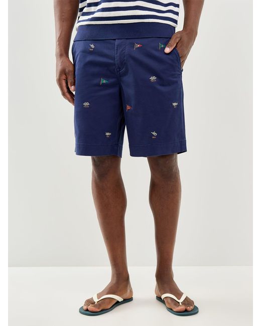 Polo Ralph Lauren Blue Embroidered Flag Shorts for men