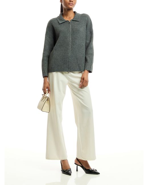 Pretty Lavish Gray Women's Carla Zipped Knit Jumper