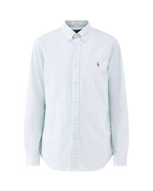 Polo Ralph Lauren Blue Custom Fit Oxford Stripe Shirt for men