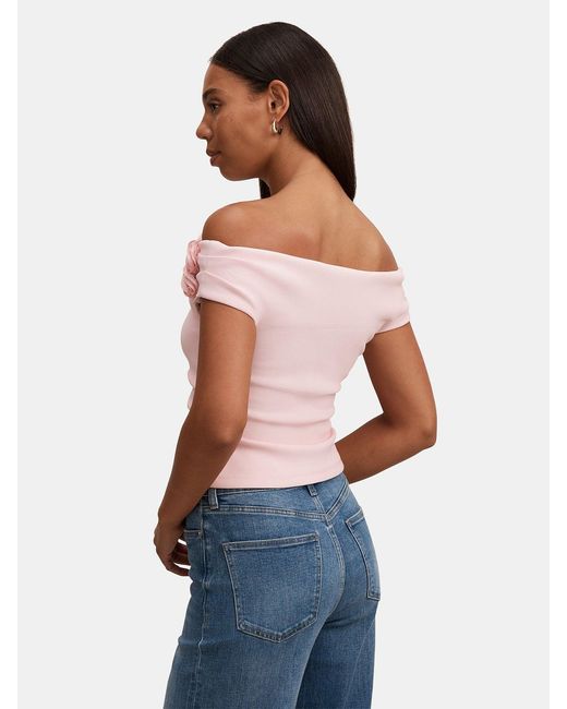 Forever New Pink Cara Rosette Bardot Top