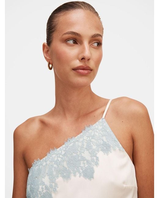 Forever New White Adele One Shoulder Lace Trim Blouse