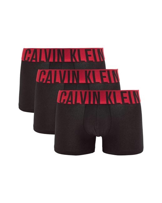 Calvin Klein Red Three Pack Holiday Stretch Trunks for men
