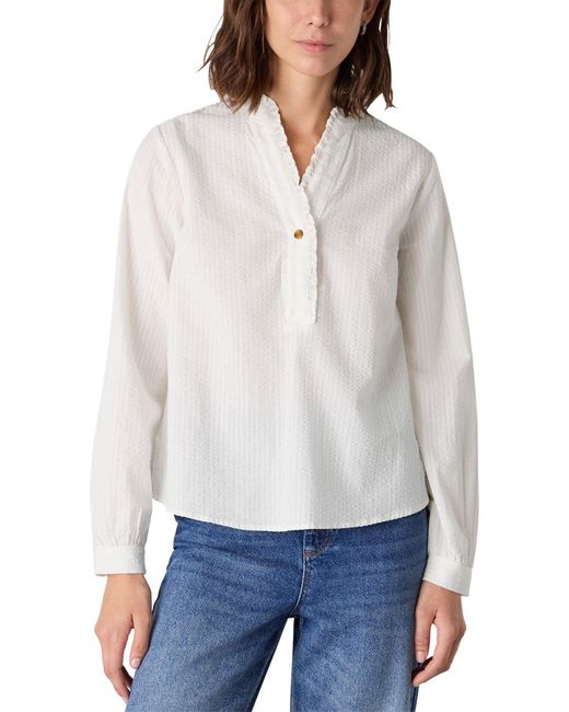 Whistles White Textured Frill Shirt