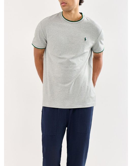 Polo Ralph Lauren Gray Ringer Piqué Logo T-Shirt for men