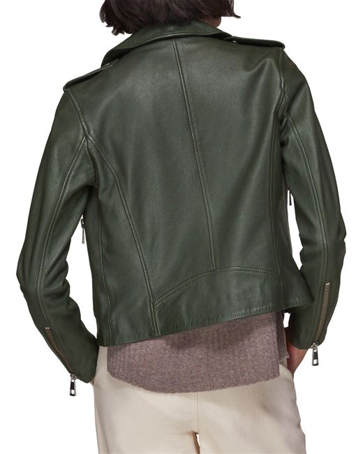 Whistles Green Women's Agnes Pocket Leather Jacket