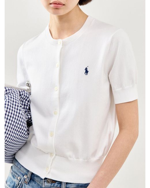 Polo Ralph Lauren White Short Sleeve Knit Cardigan