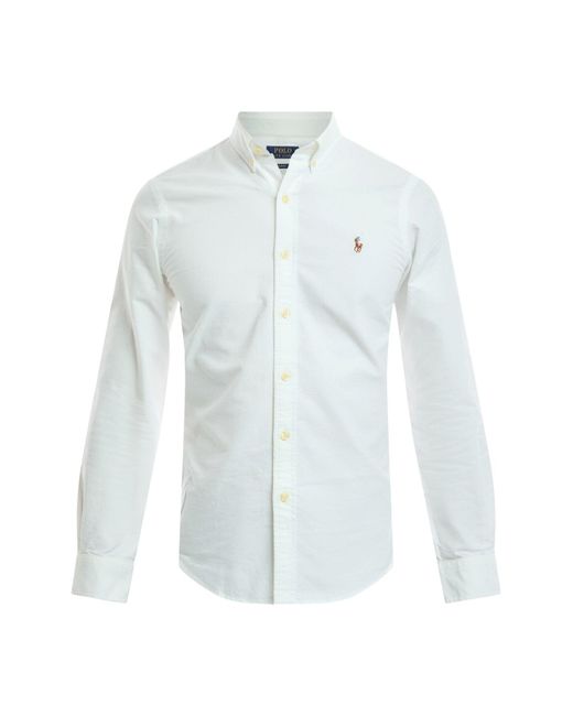 Polo Ralph Lauren Slim Fit Oxford Shirt in White for Men | Lyst UK