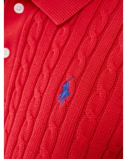 Polo Ralph Lauren Red Cable Knit Short Sleeve Polo