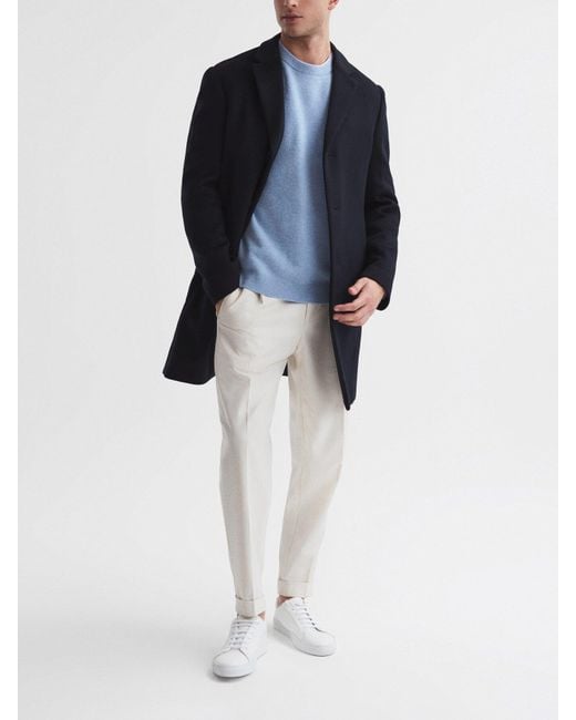 Reiss Blue Gable Single Breasted Overcoat for men