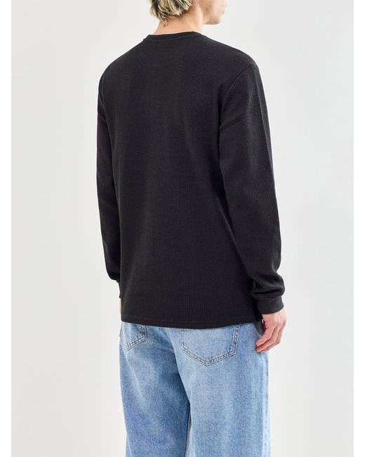Only & Sons Black Stobie Long Sleeve Henley T-Shirt for men