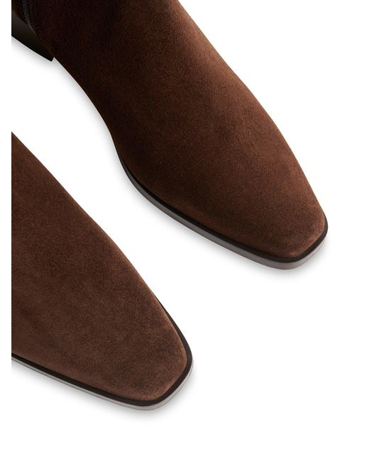 Whistles Brown Suede Block Heel Clean Western Ankle Boots