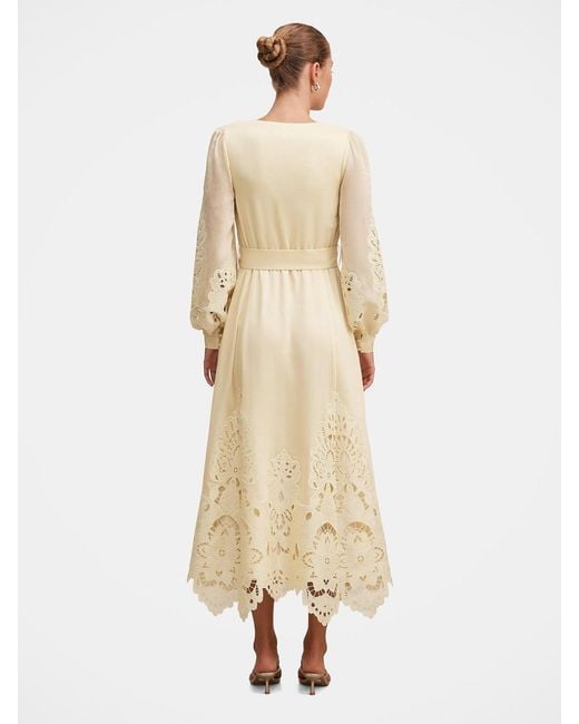 Forever New Natural Ashlee Embroidered Long Sleeve Maxi Dress