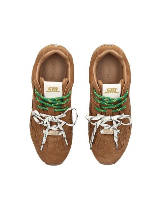 Steve Madden Brown Asiel Suede Trainers Tan