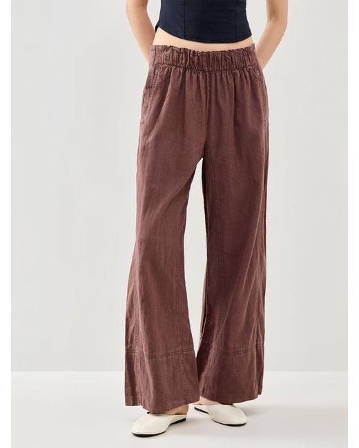 Free People Red Days End Pull On Wide Leg Trousers