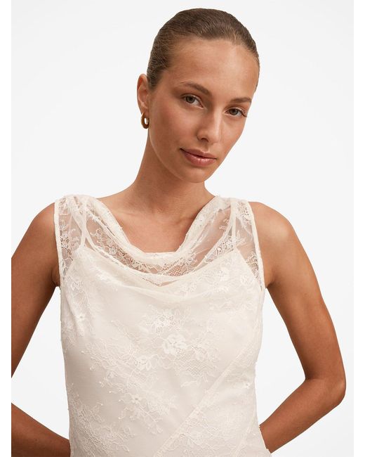 Forever New White Jenna Panelled Lace Dress Cream
