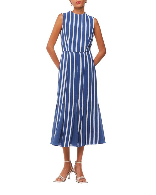 Whistles Blue Women's Crinkle Stripe Midi Dress