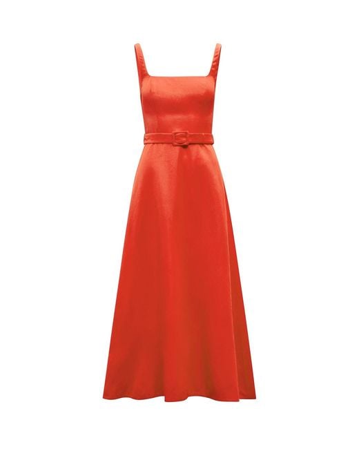 Forever New Red Hayden Square Neck Midi Dress