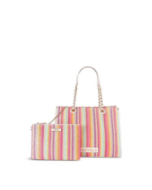 Carvela Kurt Geiger Pink Leila Raffia Tote Bag