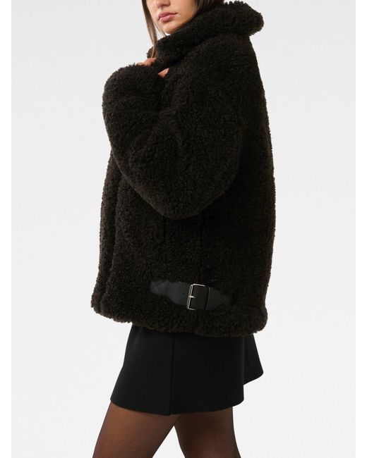 Forever New Black Women's Belle Faux Fur Aviator Jacket