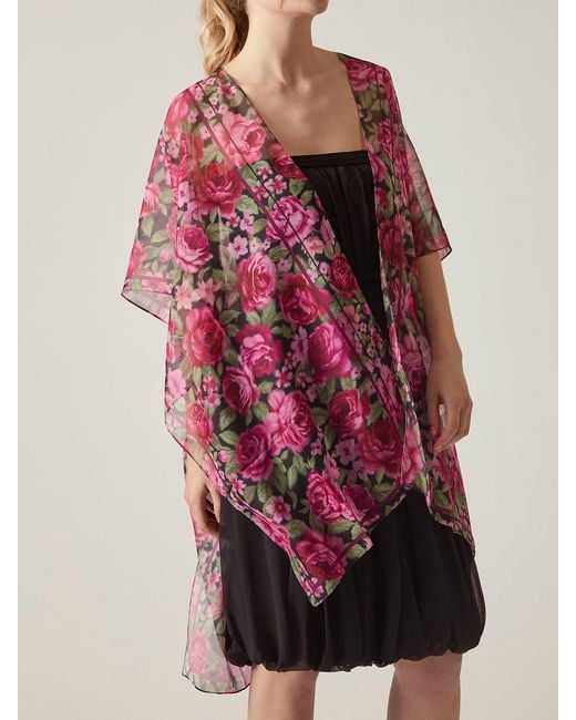 James Lakeland Pink Two-Tone Rose Print Kaftan