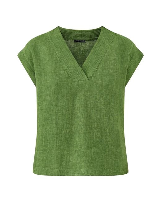 Eileen Fisher Green V-Neck Top