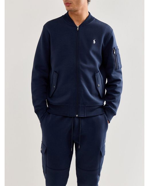 Polo Ralph Lauren Blue Double Knit Bomber Jacket for men