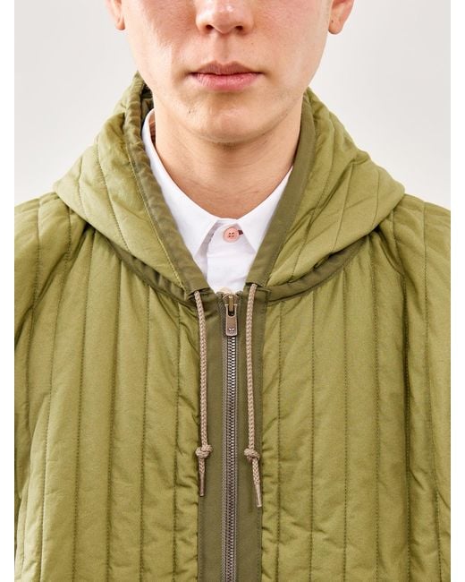 Needles Green Quilted Hooded Jacket for men