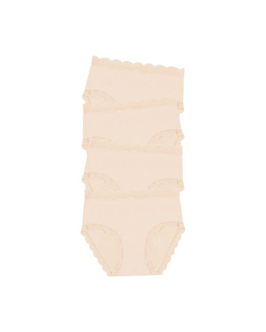 Stripe & Stare White High Rise Knicker 4 Pack Nude