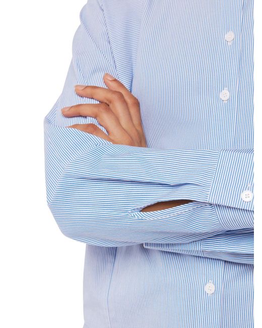Whistles Blue Women's Stripe Grandad Collar Shirt