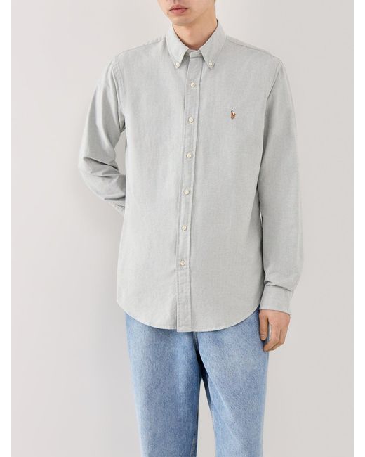Polo Ralph Lauren Gray Custom Fit Oxford Shirt for men