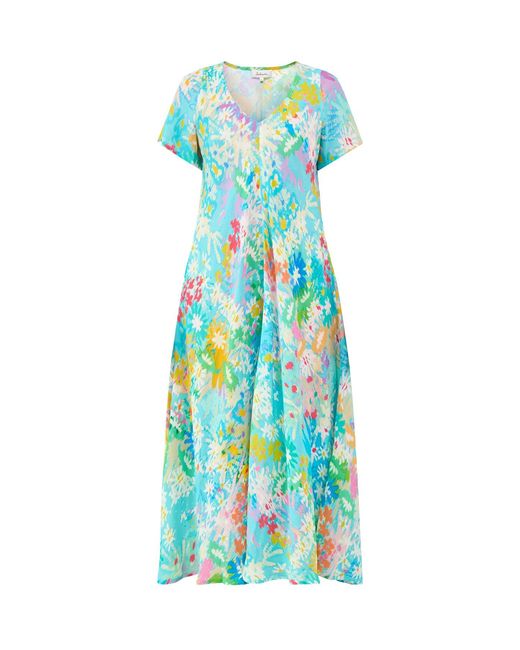 Sahara Blue Dreamy Floral Oasis Floral Print Maxi Dress