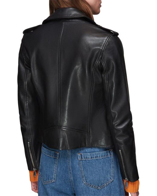Whistles Black Women's Agnes Pocket Leather Jacket