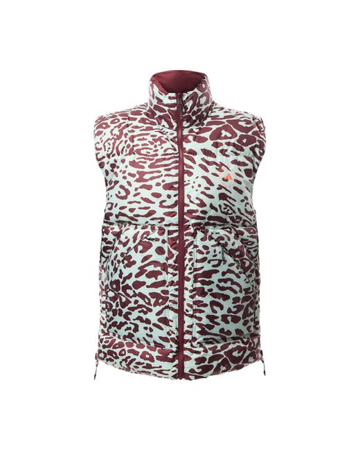 Adidas By Stella McCartney White Women's Quilted Vest With Ocelot Print Red