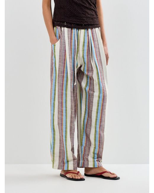 Free People White Chambers Stripe Trousers Striped