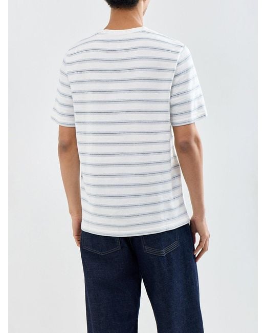 Wax London White Dean Stitch Stripe T-Shirt for men