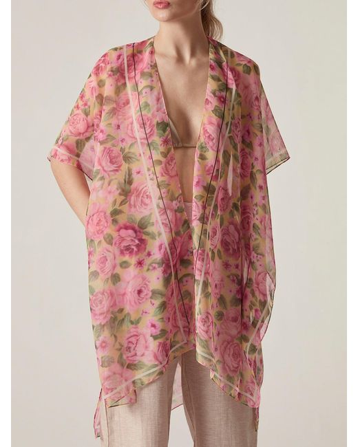 James Lakeland Pink Floral Rose Kaftan