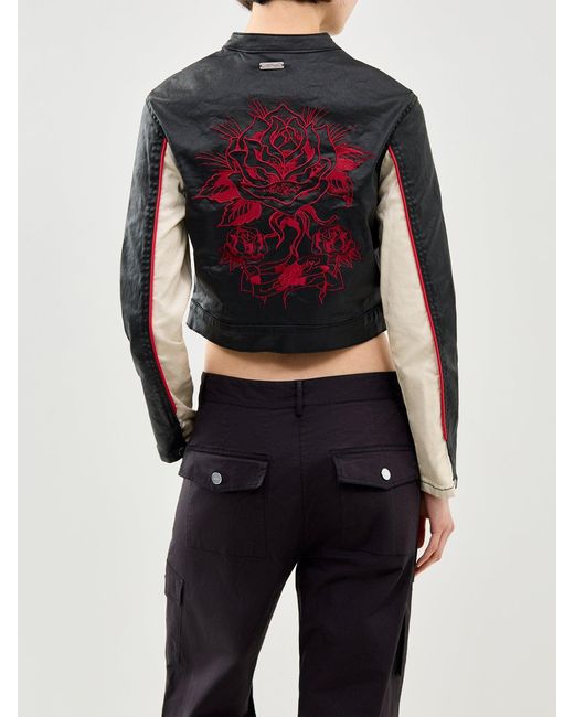 Ed Hardy Black Climbing Rose Biker Jacket