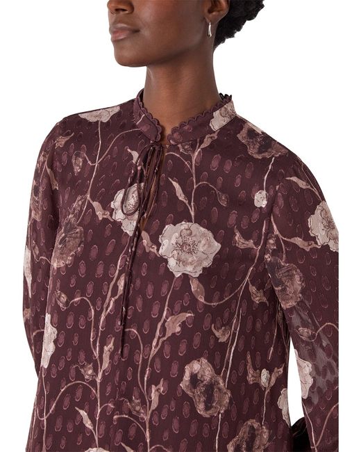 Whistles Purple Floral Dobby Blouse Multi, Wood/Metal