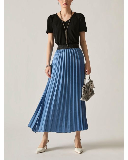 James Lakeland Blue Pleated Maxi Skirt