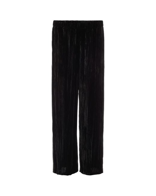 Eileen Fisher Black Women's Crushed Velvet Wide-leg Pant