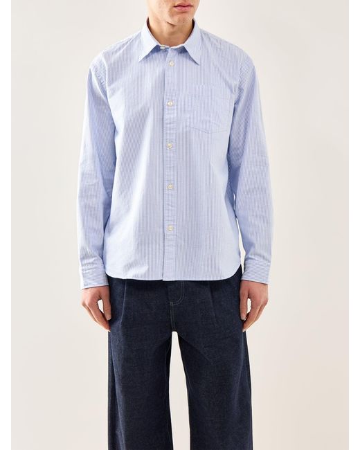 SELECTED Blue Sander Relaxed Oxford Shirt Stripe for men