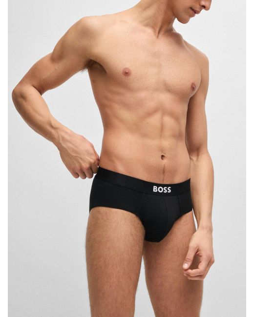 Boss Black Three-Pack Of Stretch- Briefs With Logo for men