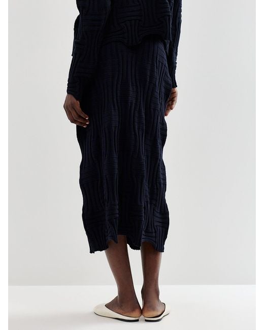Oska Blue Stretch-Knit Midi Skirt