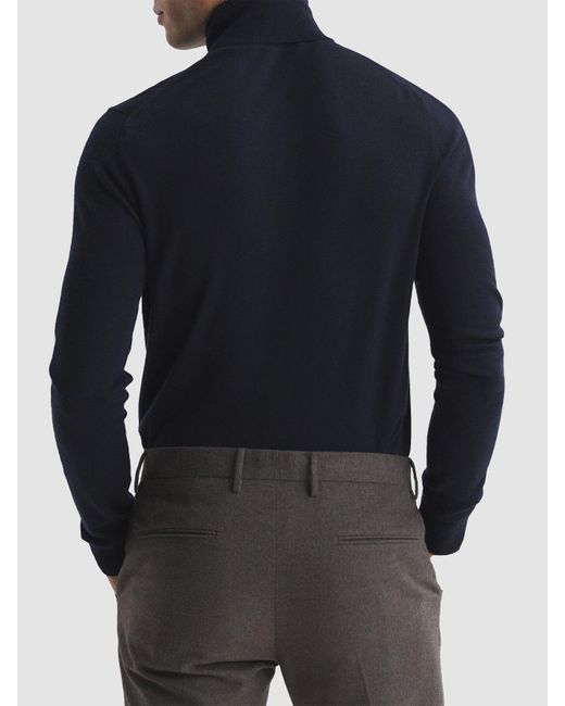 Reiss Blue Caine Merino Wool Rollneck for men
