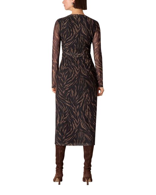 Whistles Black Abstract Zebra Mesh Dress