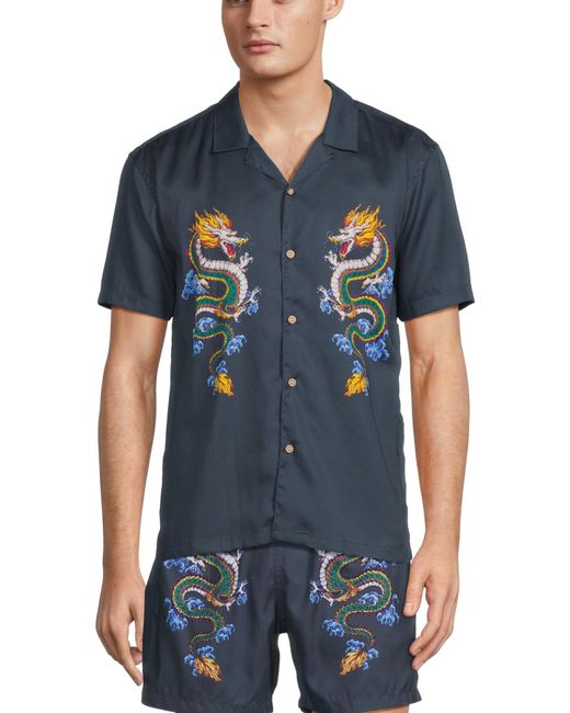 Boardies Blue Men's Shenlong Dragon Short Sleeve Shirt for men
