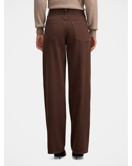 Forever New Brown Gia High Rise Wide Leg Jeans