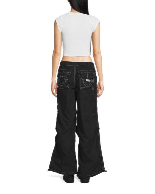 True Religion White Top Notched Neck Ribbed Crop Top